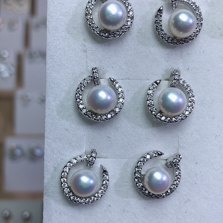 淡水珍珠耳饰银S925镶嵌