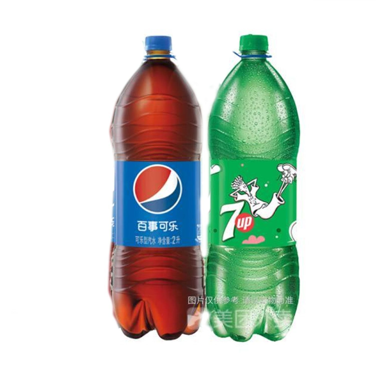 7喜7UP百事可乐Pepsi Cola 可乐型汽水+冰爽柠檬味汽水 2l*2瓶/组