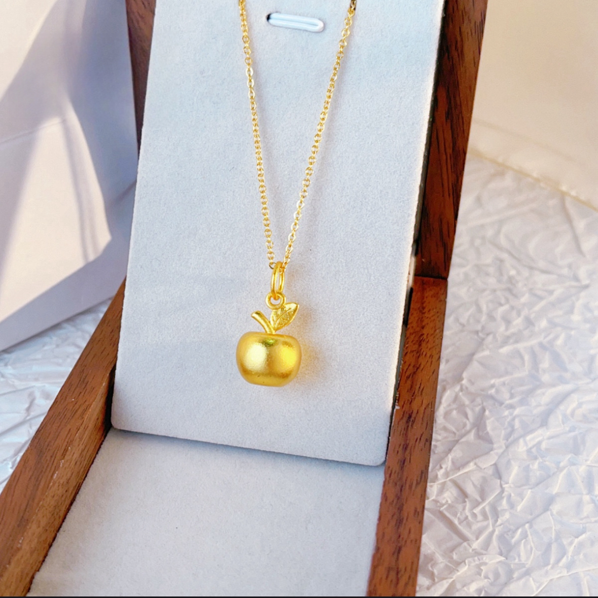 铜合金项链 铜合金时尚平安果圣诞礼物时尚可爱项链百搭简约金色