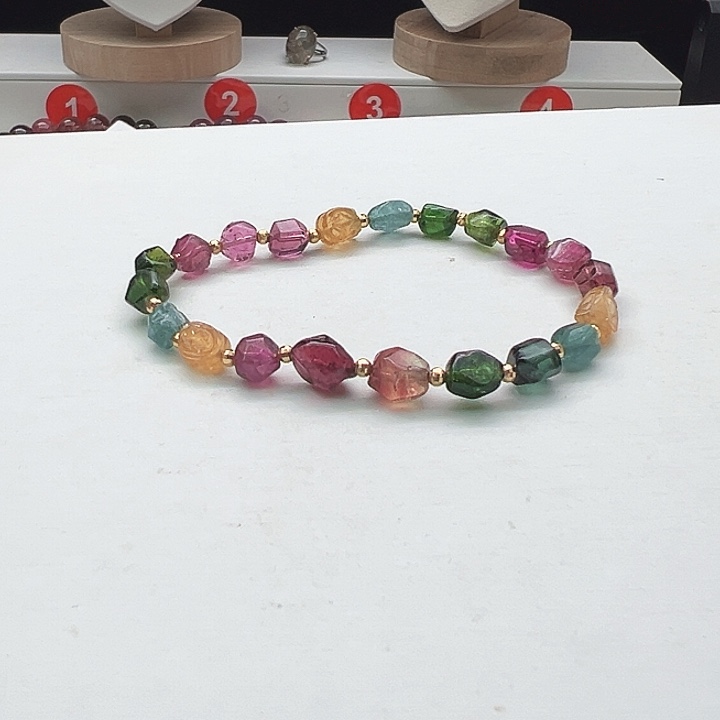 碧玺手链18K金镶嵌4号