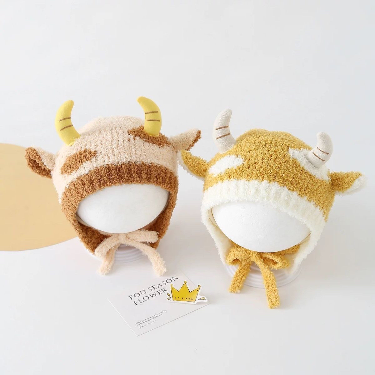 帽子森系圆顶甜美可爱护耳帽婴幼儿套头帽卡通卡通风