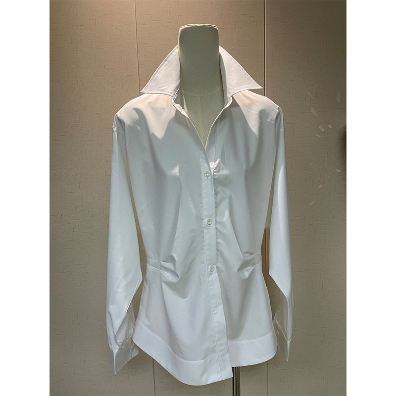 麦子原创设计时尚百搭气质衬衫女高级白色衬衣法式收腰显瘦设计感