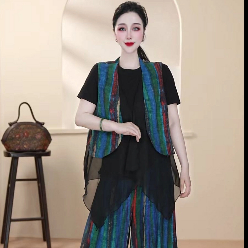 【彩条马甲】百搭时尚潮流休闲气质显瘦轻奢女款彩条马甲1066