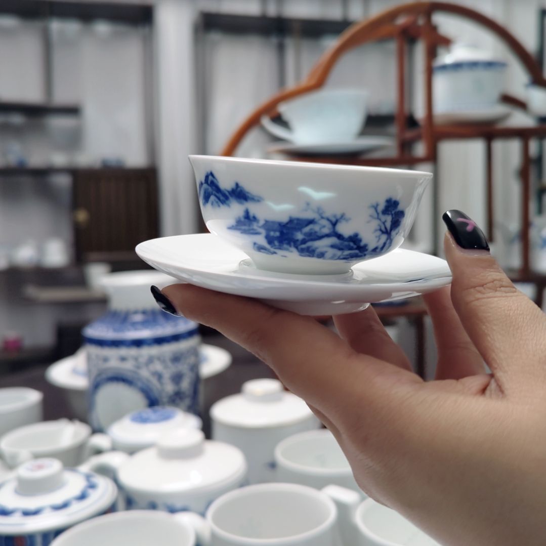 陶瓷江南韵小杯一杯一碟