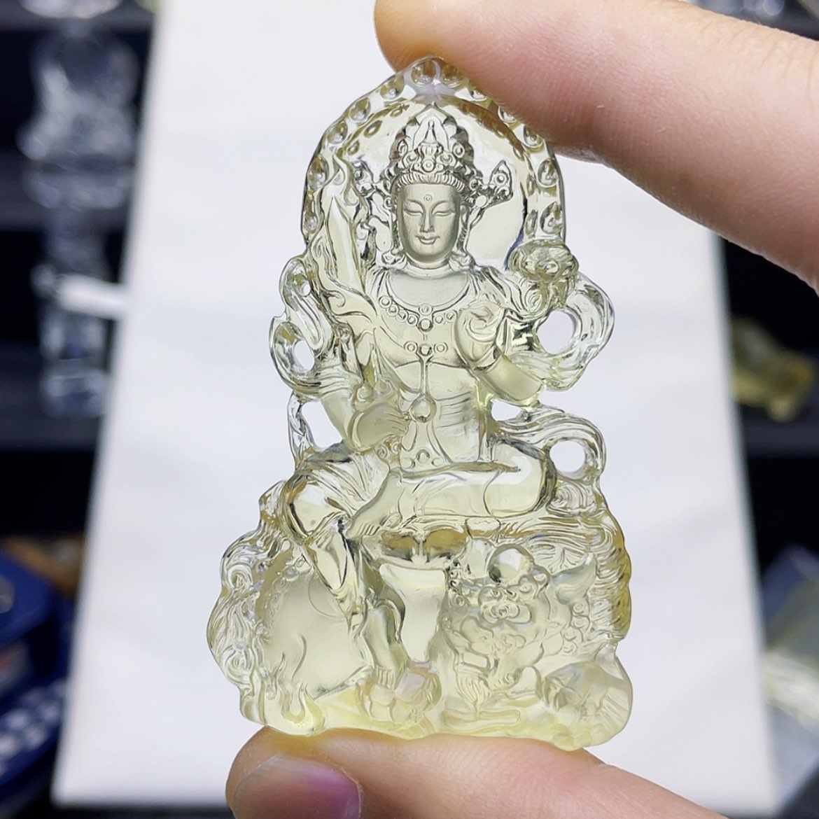 【闪购商品】水晶颈饰未镶嵌王*黄水晶大师精雕文殊菩萨