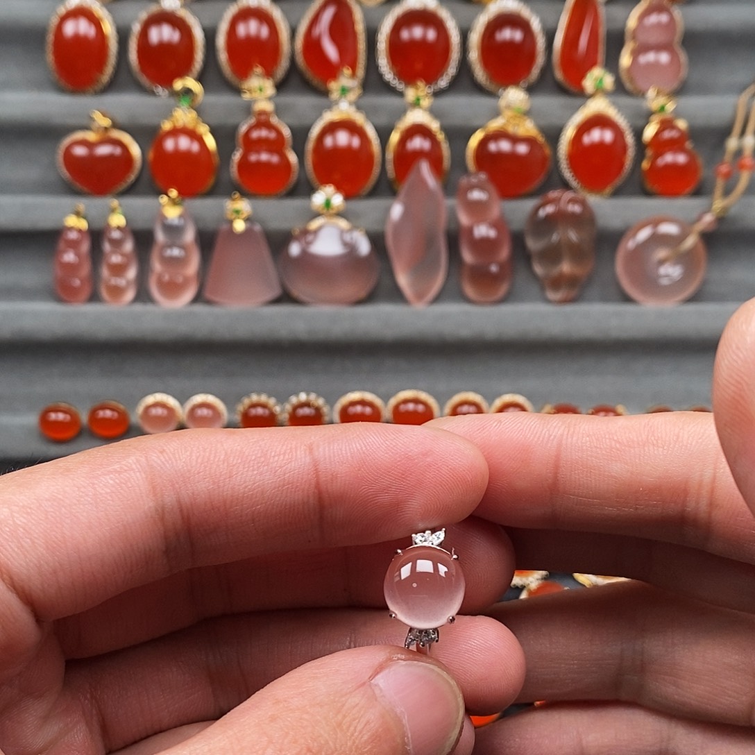 南红玛瑙银S925镶嵌戒指