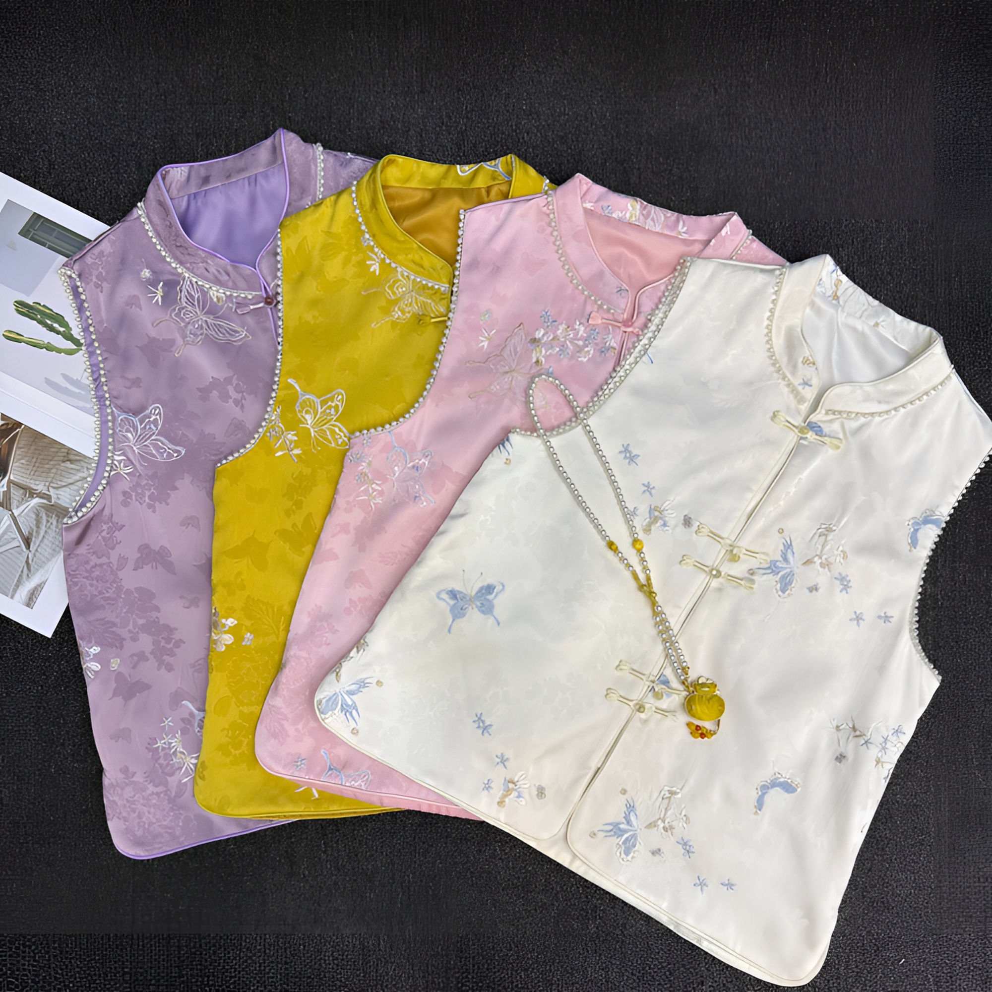 2026蝴蝶国风新中式马夹中国风马甲提花