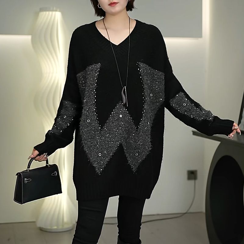 时尚洋气高级感上衣205冬季新款微胖女装高档气质显瘦百搭毛衣