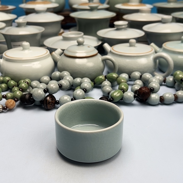 杯仿古天青为蓝扳指杯原矿原釉原产地