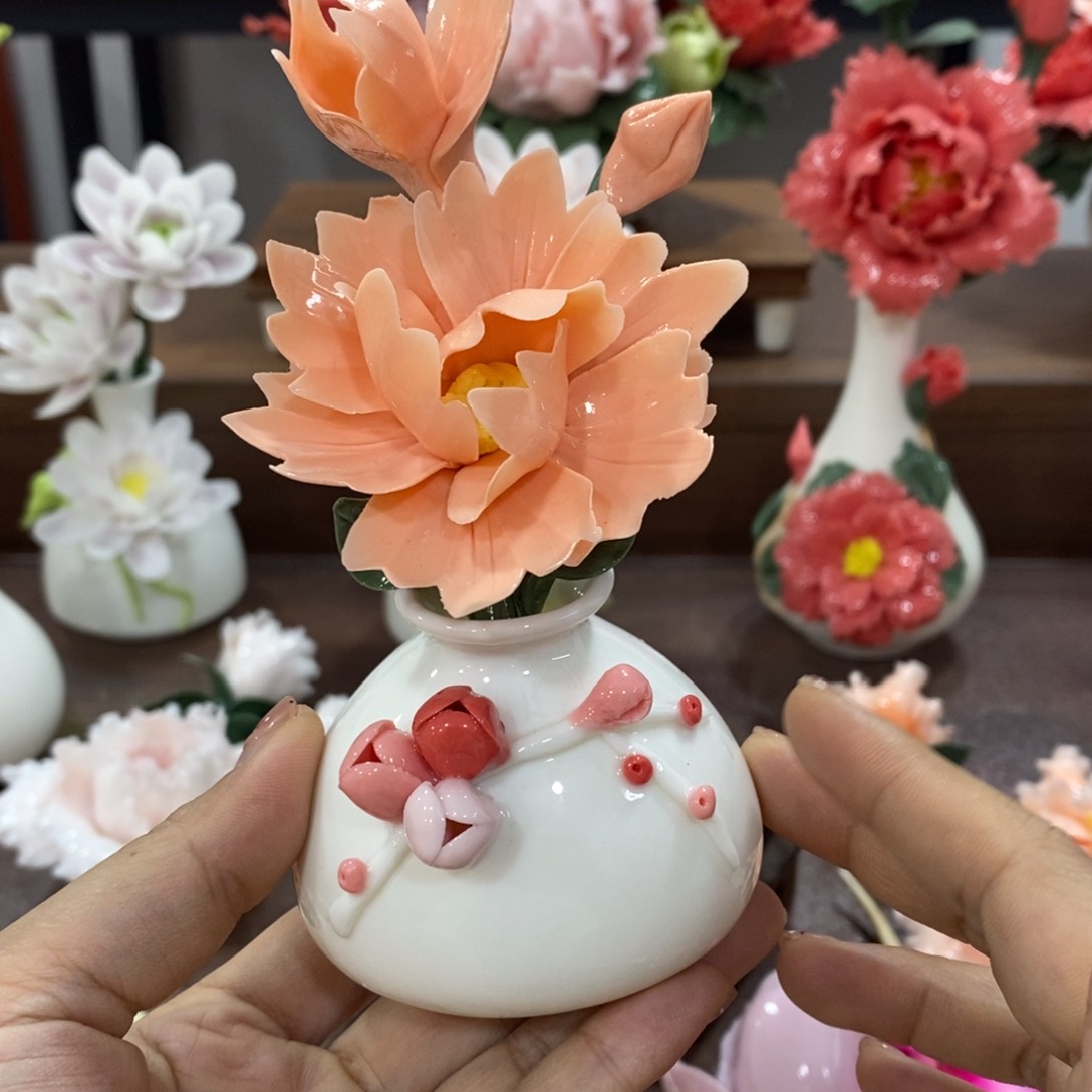 摆件陶瓷手工花摆件