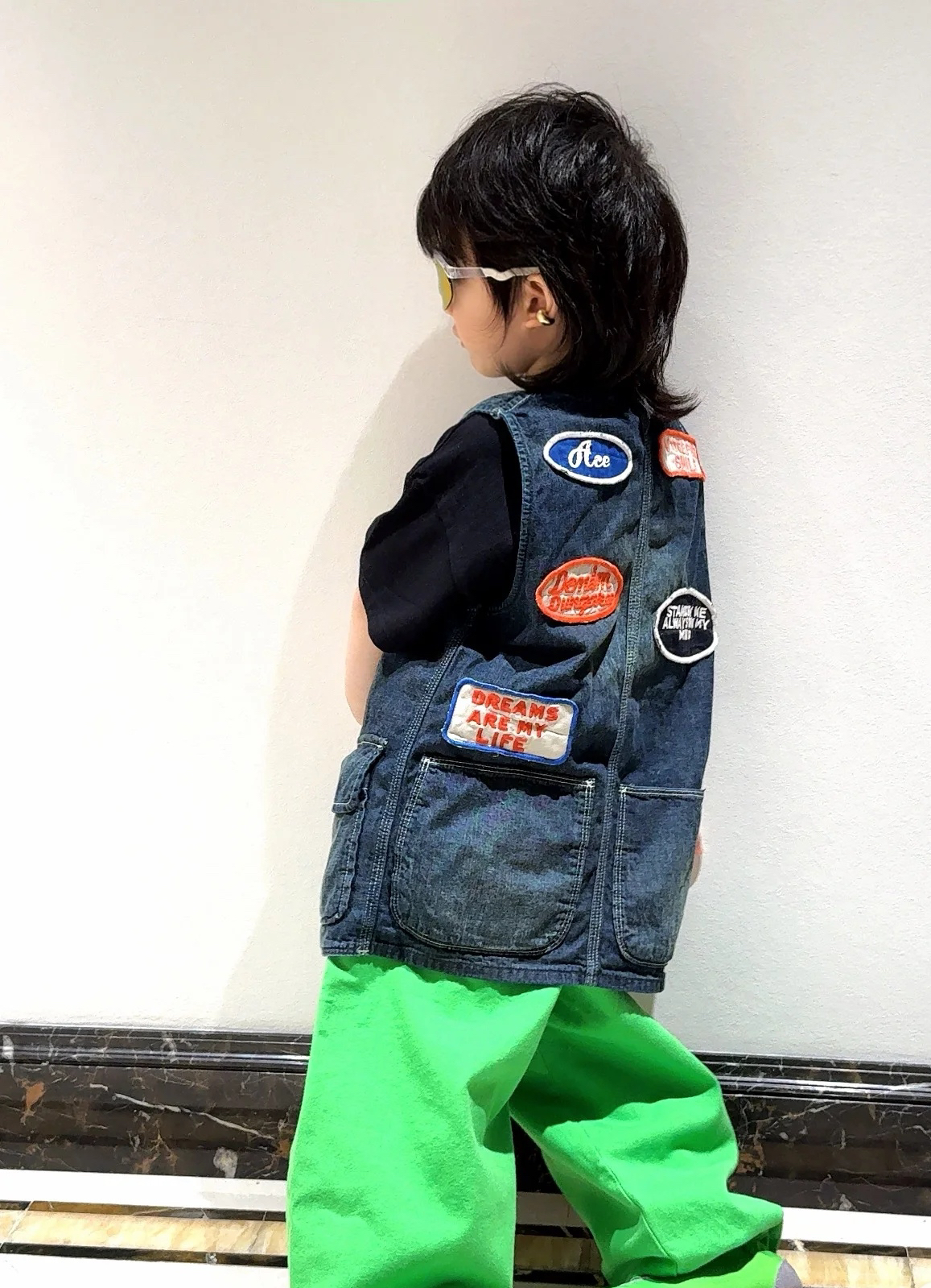 「一彩定制」25新款 DD 牛仔重工贴布徽章马甲 可亲子 日系潮牌单品