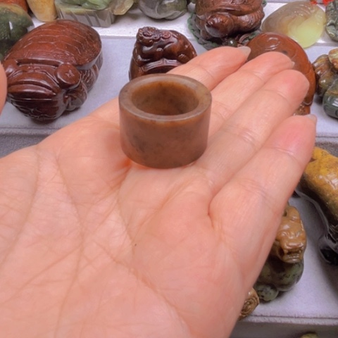岫岩河磨玉（透闪石质玉）戒指未镶嵌小*
