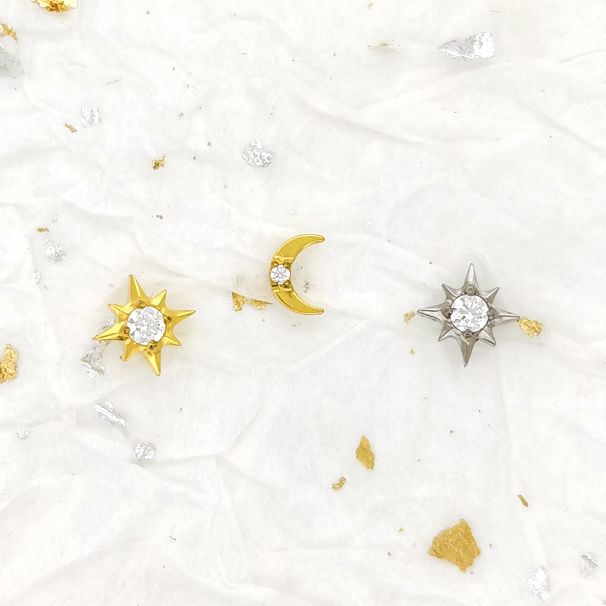 钛合金耳饰 「北极星月」f136医用植入级钛合金耳钉耳骨耳蜗钉（S90）