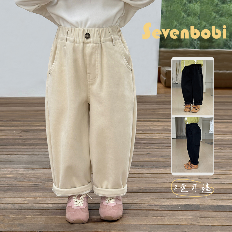 SKH2425女童韩版洋气简约哈伦裤冬装新款儿童高腰加绒保暖裤潮