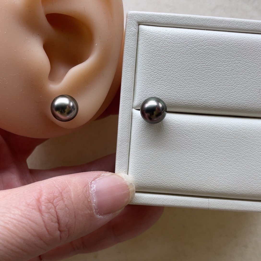 海水珍珠耳饰18K金镶嵌8-9m m