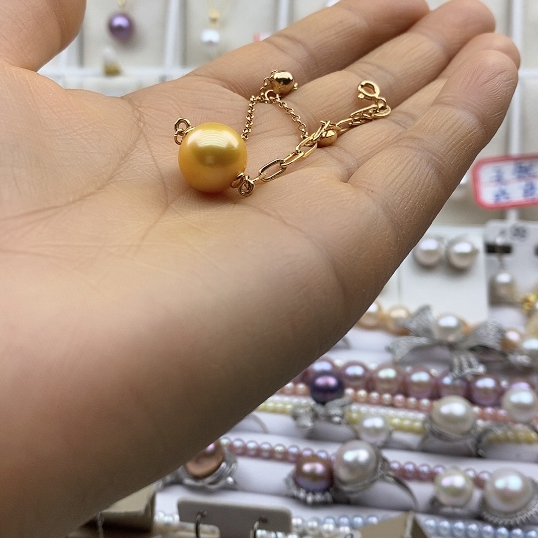 淡水珍珠吊坠(赠链)银S925镶嵌聆****^