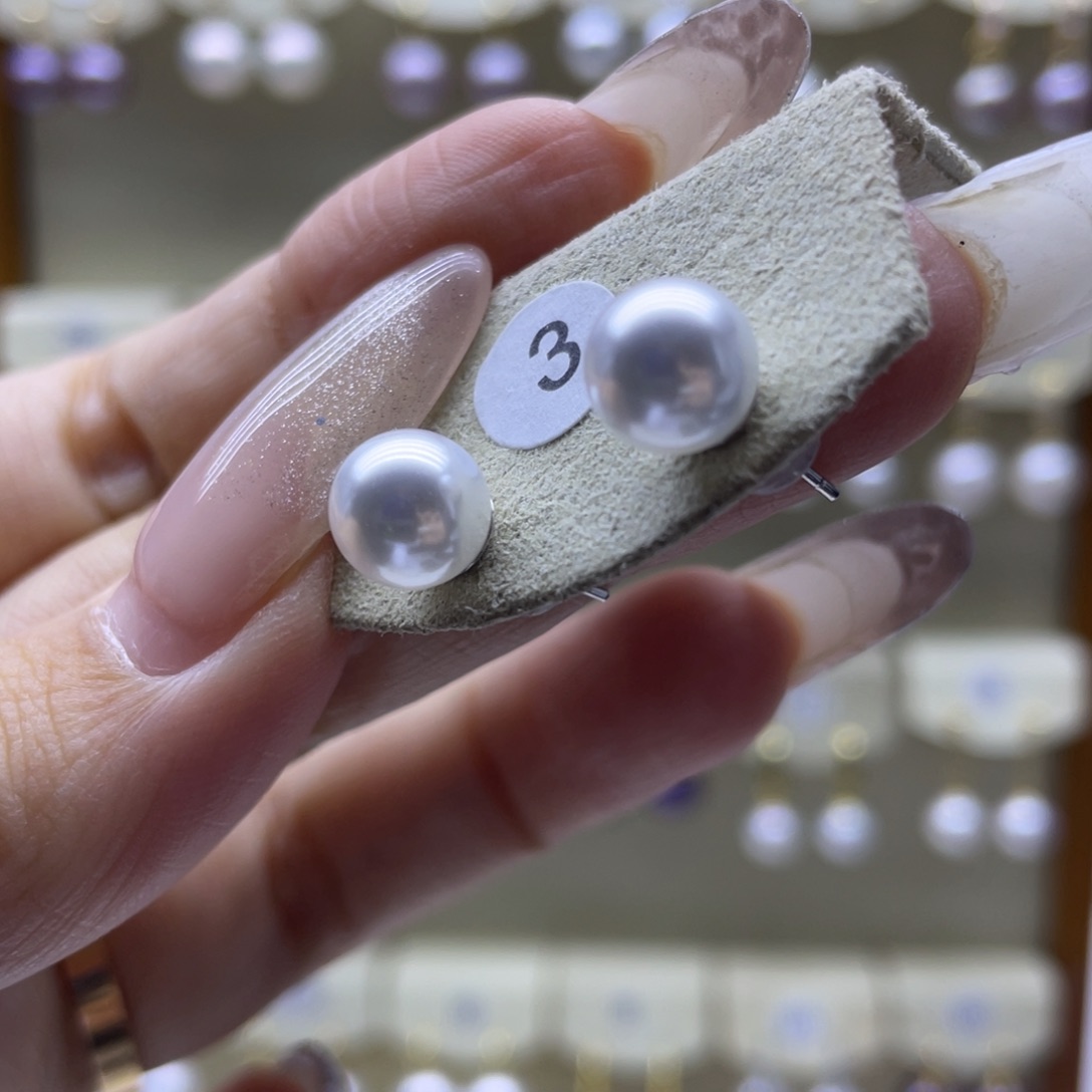 淡水珍珠耳饰银S925镶嵌