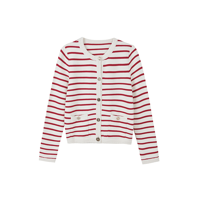 【女乔专属】小香风条纹通勤风针织衫休闲时尚上衣N1520