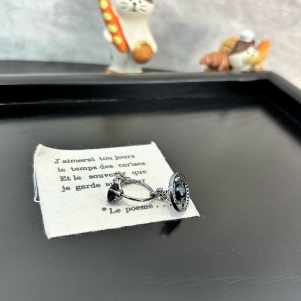 铜合金仿水晶耳饰 铜合金合成锆石耳饰 黑色星球耳钉EJ1096（单只