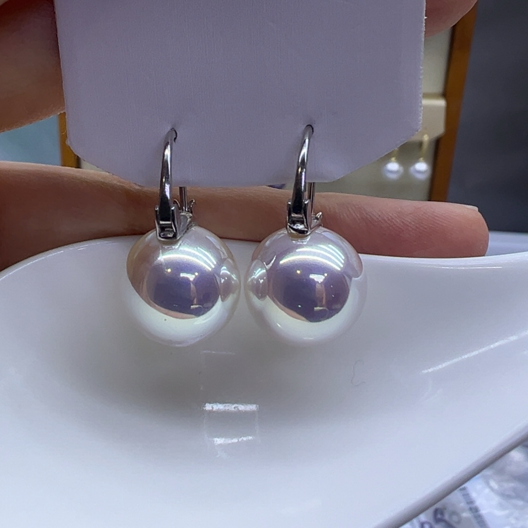 淡水珍珠银S925镶嵌耳饰