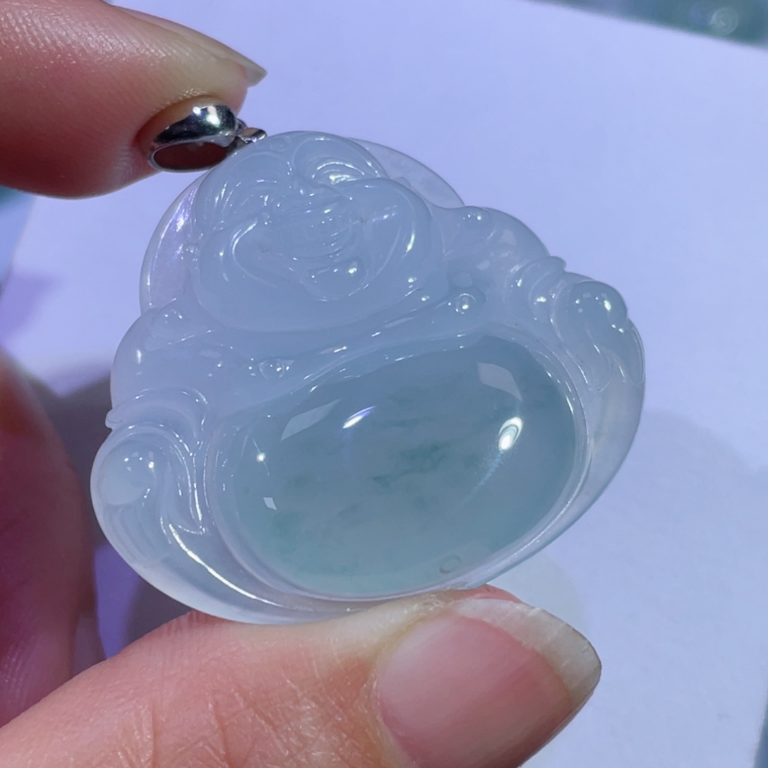 翡翠颈饰18K金镶嵌佛公