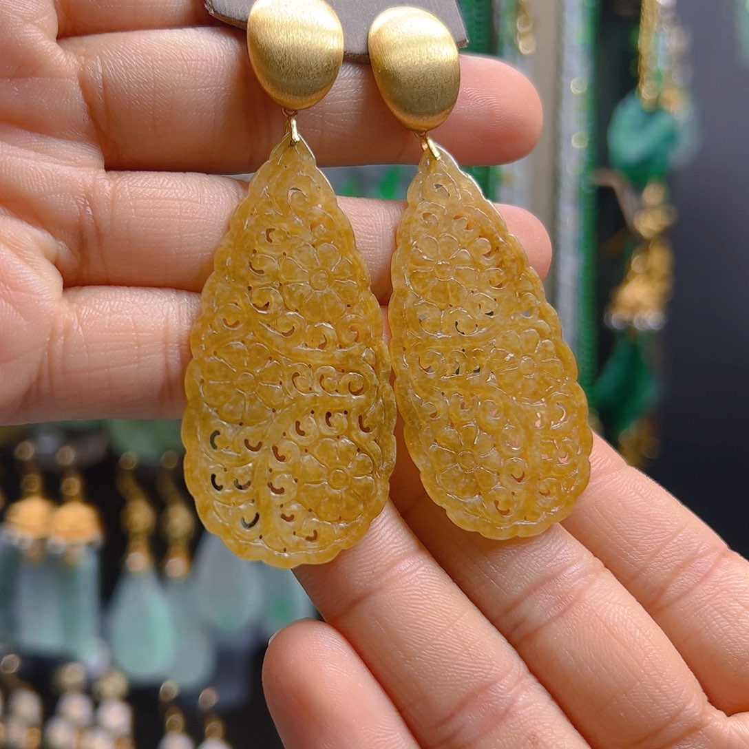 银S925镶嵌翡翠耳饰