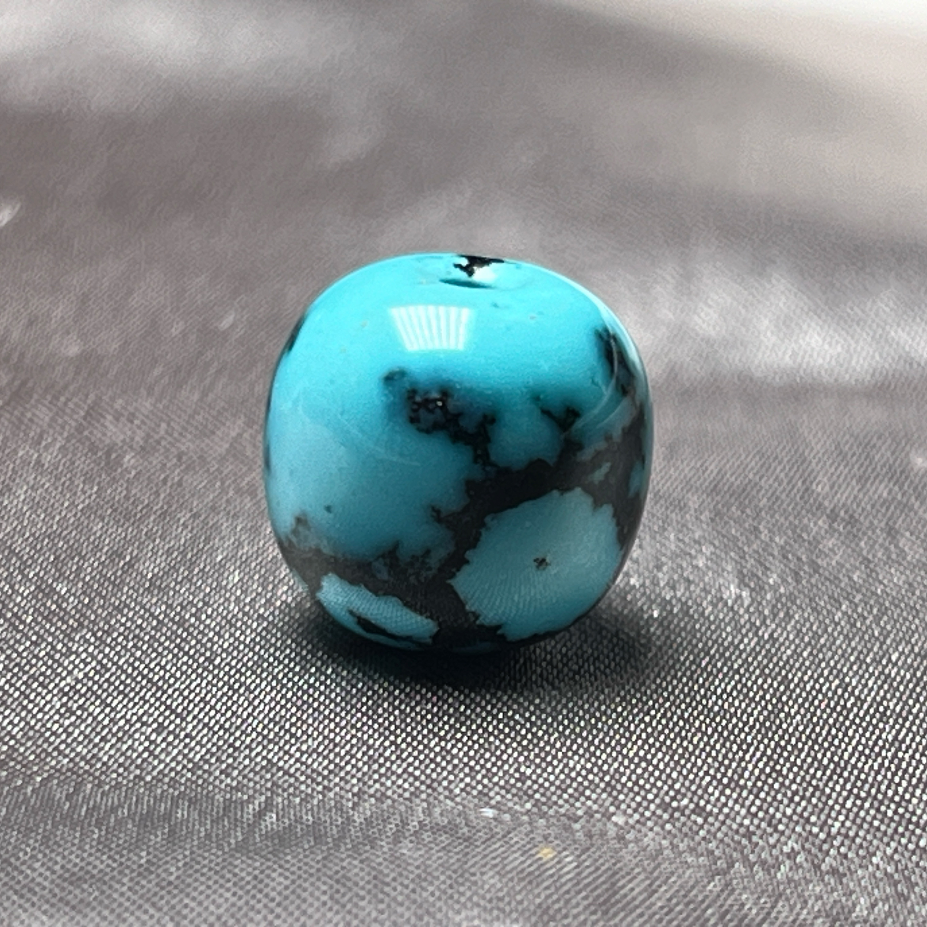 高瓷蓝水草纹老型，尺寸10.9x10.6mm重1.95克