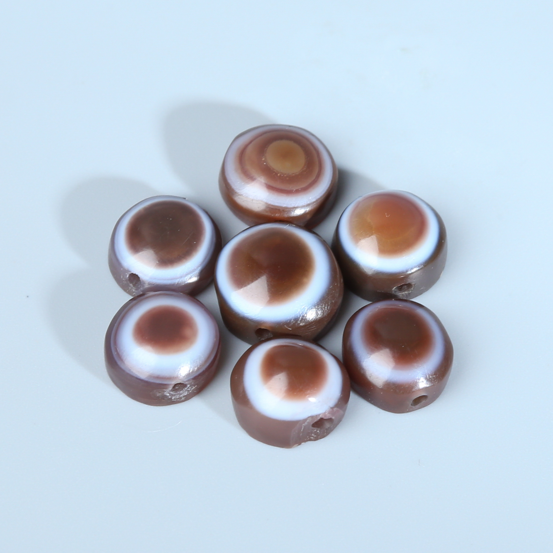 H06-055 阿契美尼德佛眼缠丝玛瑙圆板珠 5*8.9mm