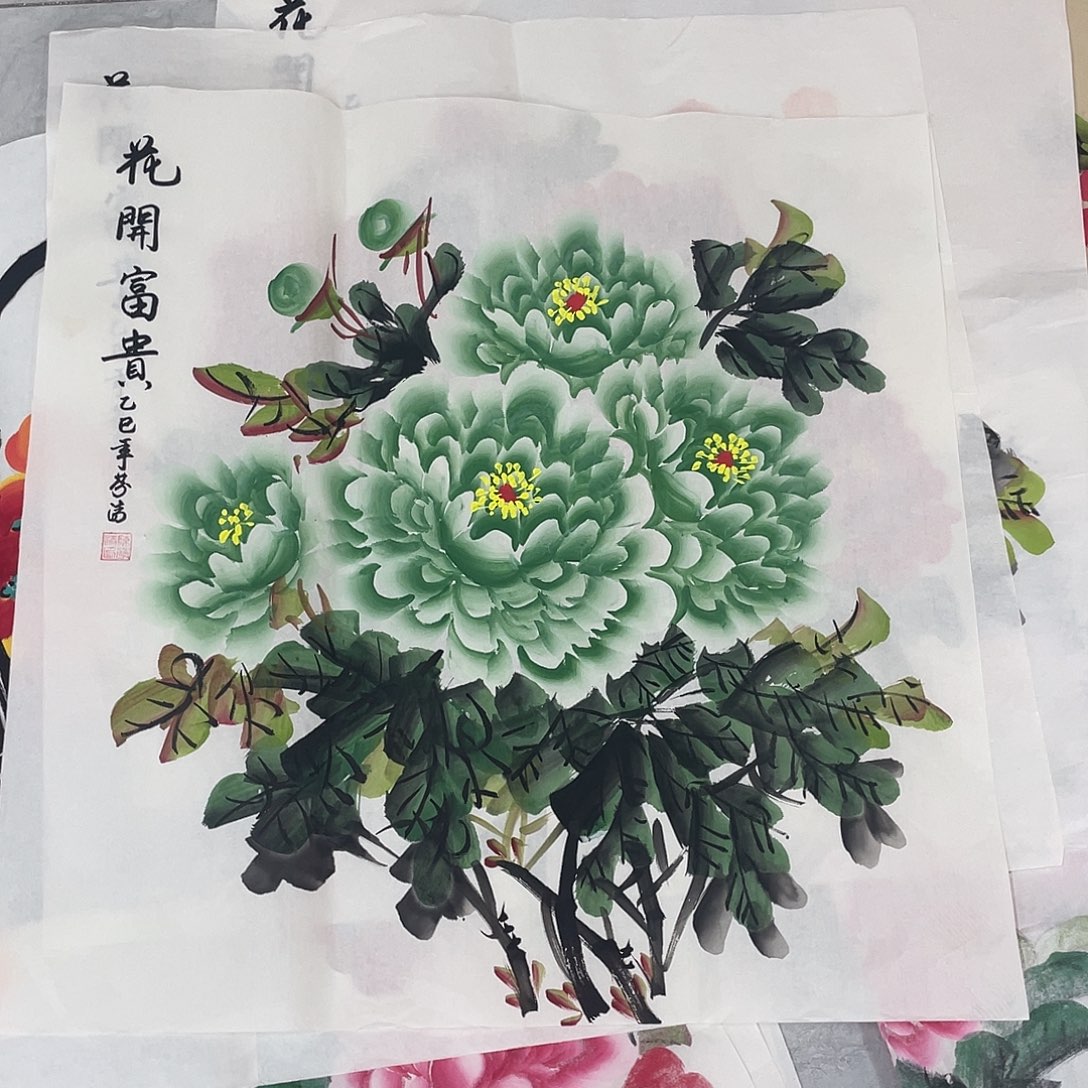 国画国画作品原稿70翡翠色