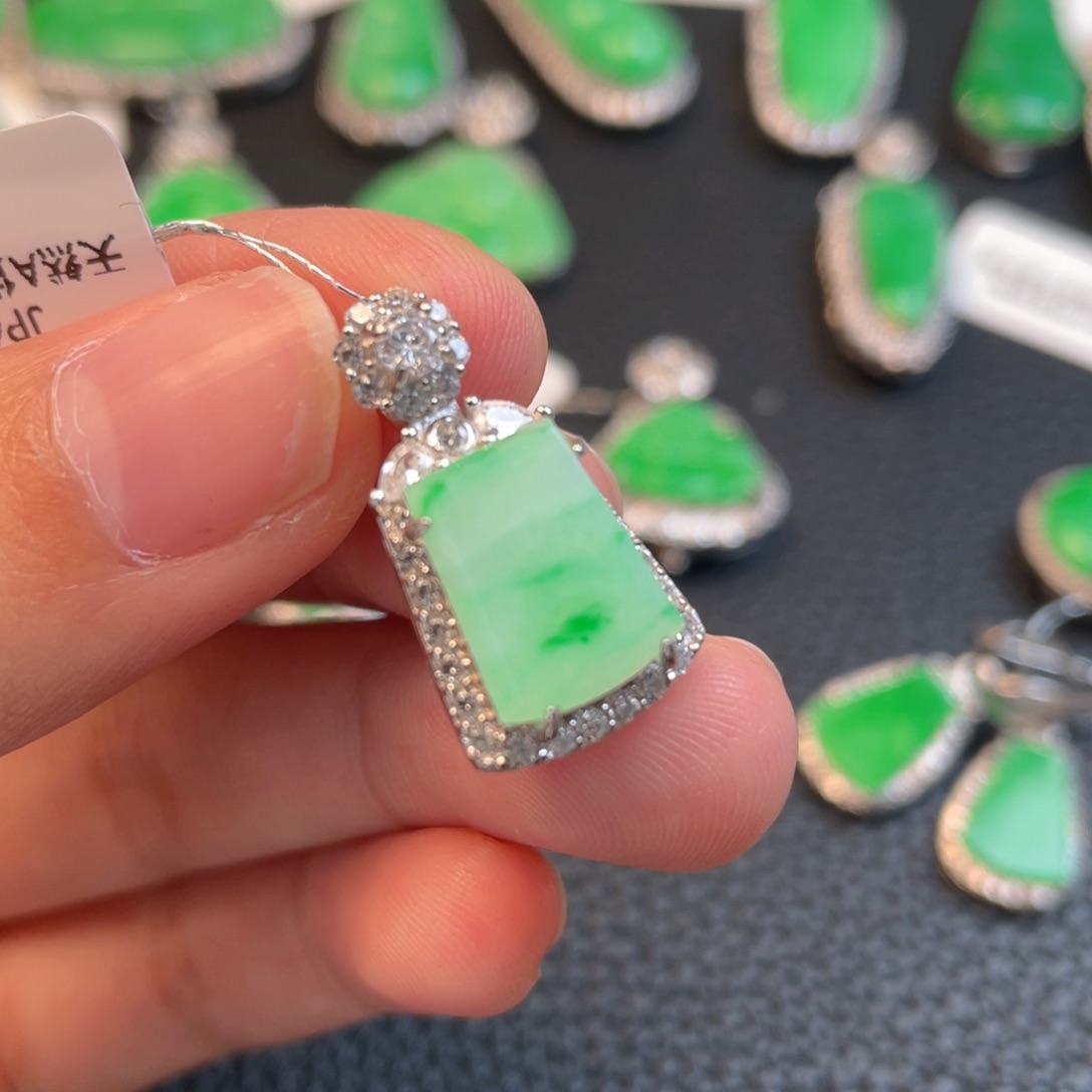 翡翠银S925镶嵌吊坠(不含链)