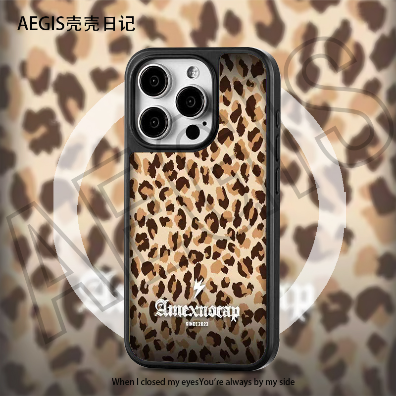 豹纹闪电磨砂磁吸防摔手机壳适用于苹果17pro小米手机