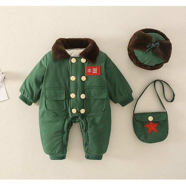 男女通用爬服哈衣加棉星月连体衣幼儿女宝连体衣
