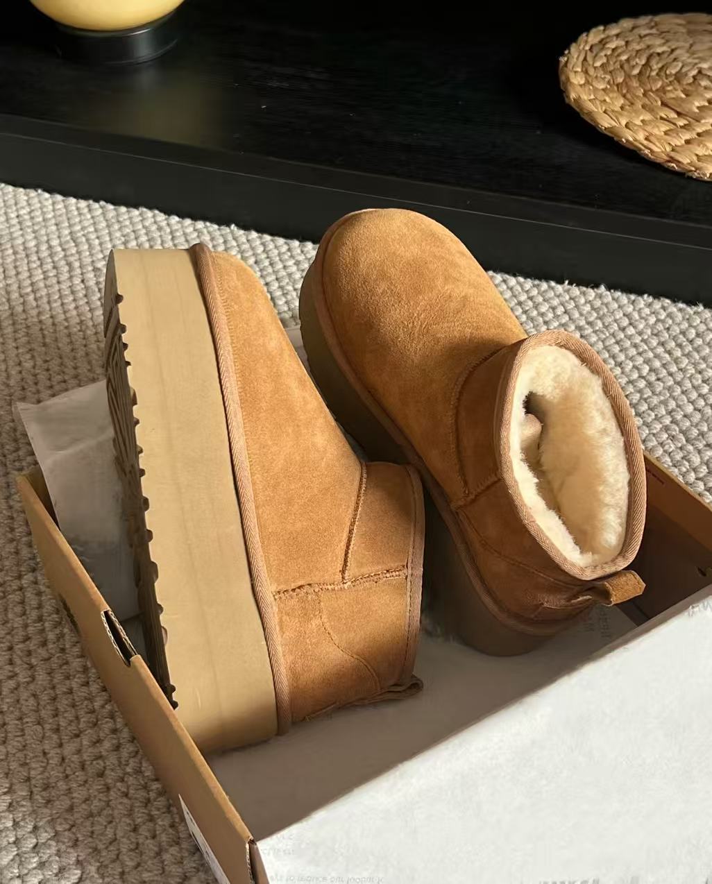 【5厘米冬雨】筒真皮真毛冬季增高时尚百搭雪地靴