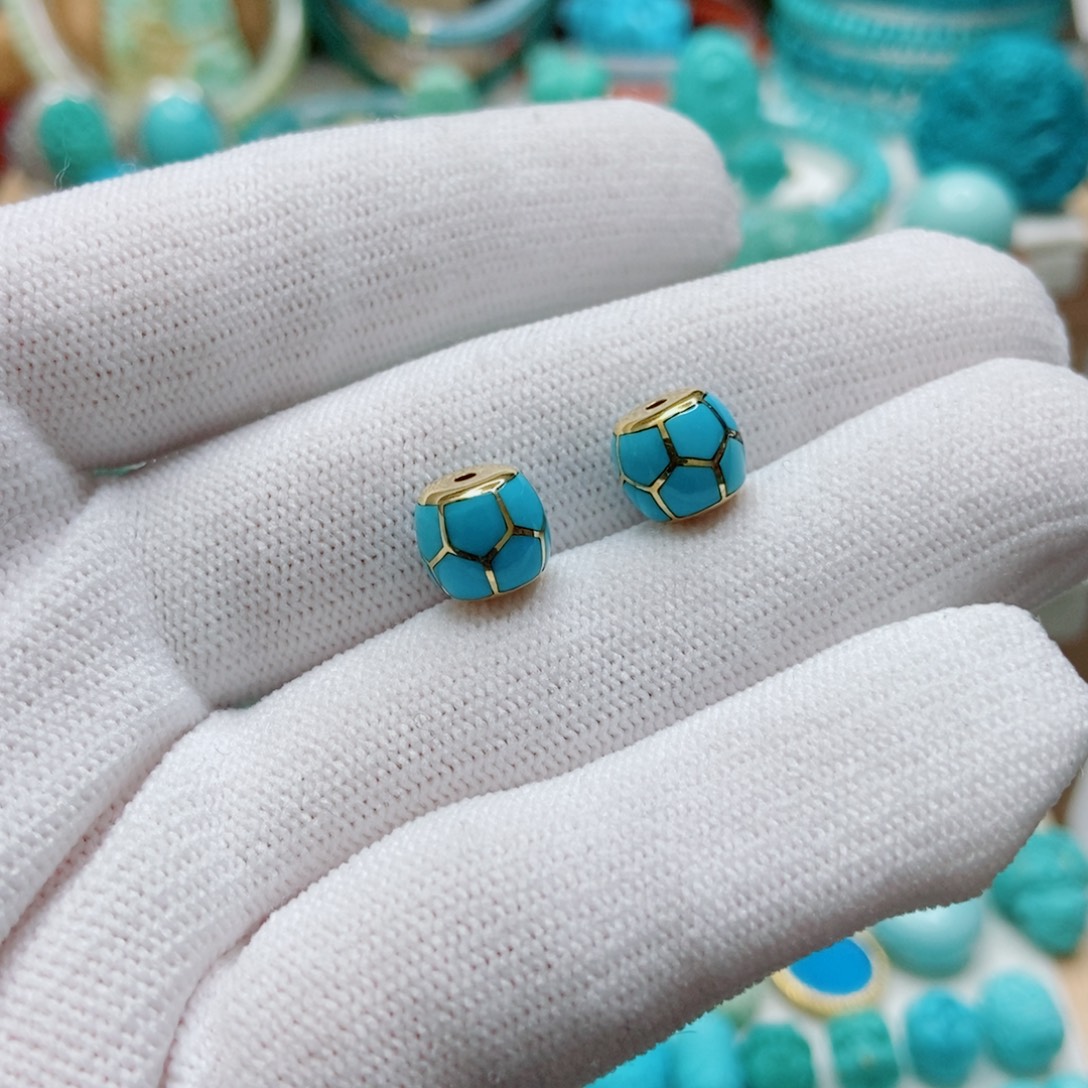 绿松石18K金镶嵌珠子