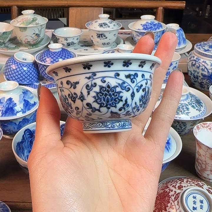 名窑口 缠枝迷你压手杯