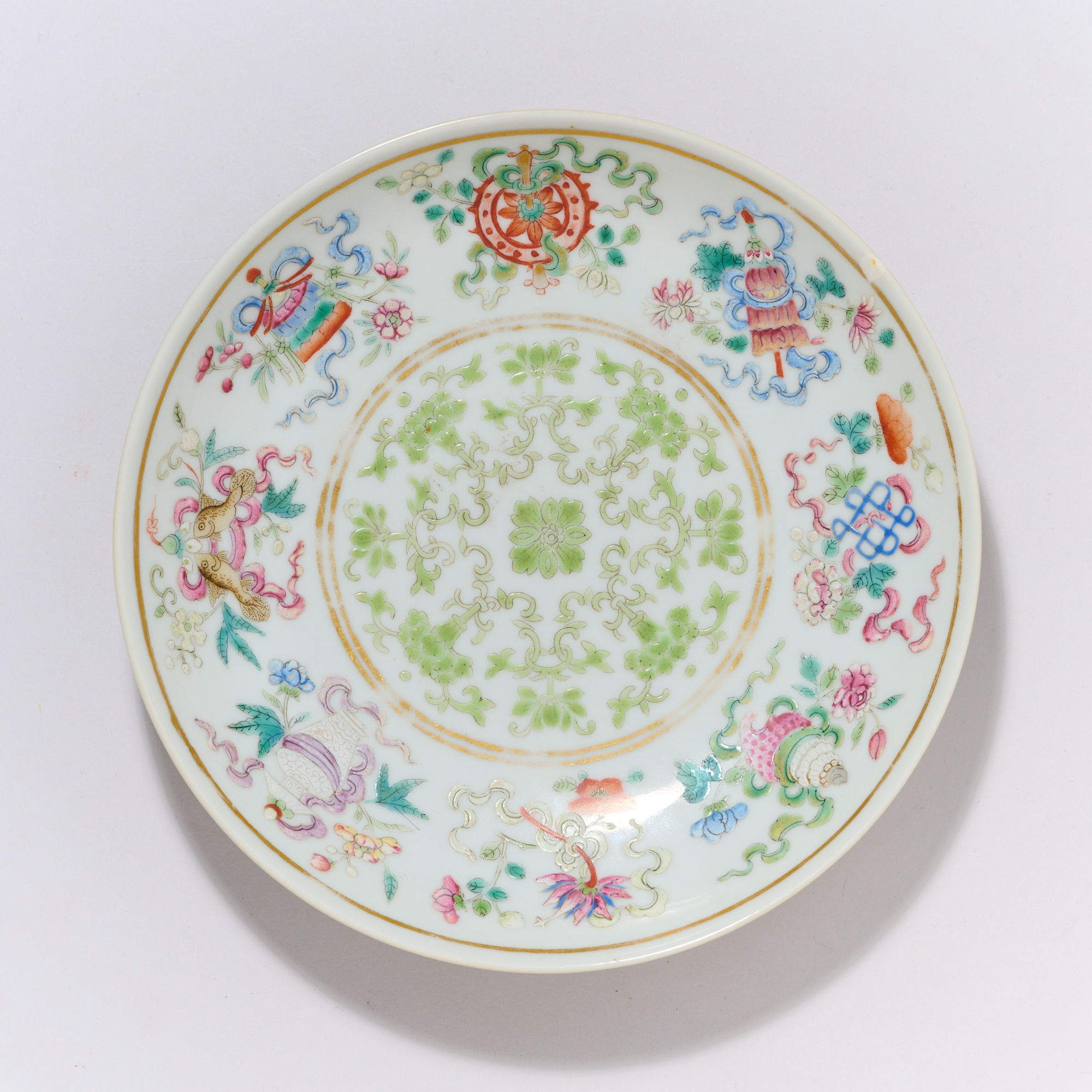 5834清光绪.粉彩八宝纹盘【古董拍卖】