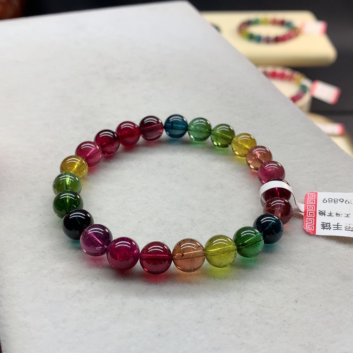 【闪购商品】未镶嵌手链碧玺浓艳色标单圈8