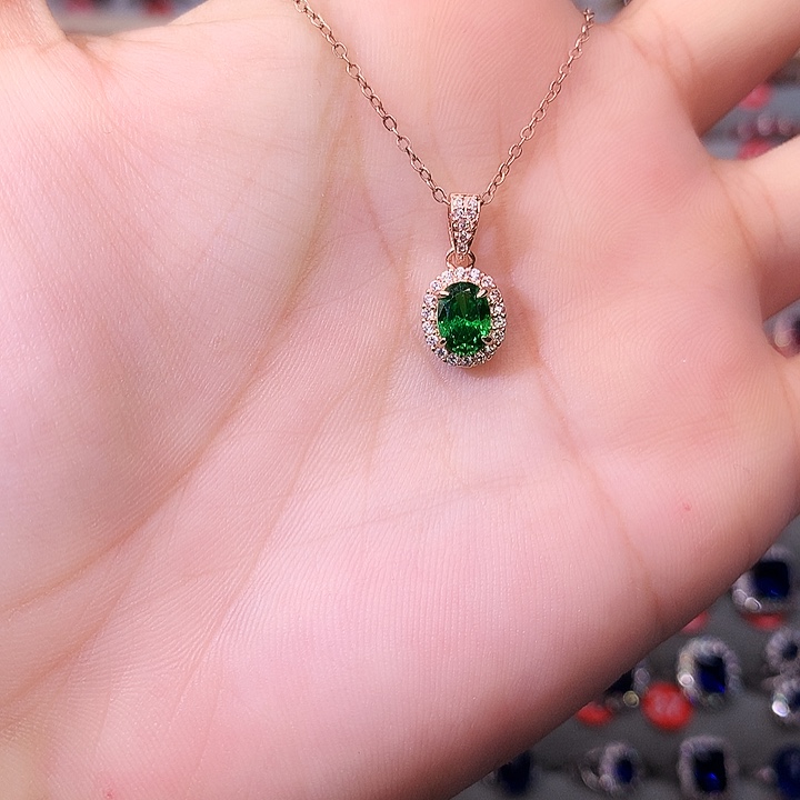 透辉石吊坠银S925镶嵌