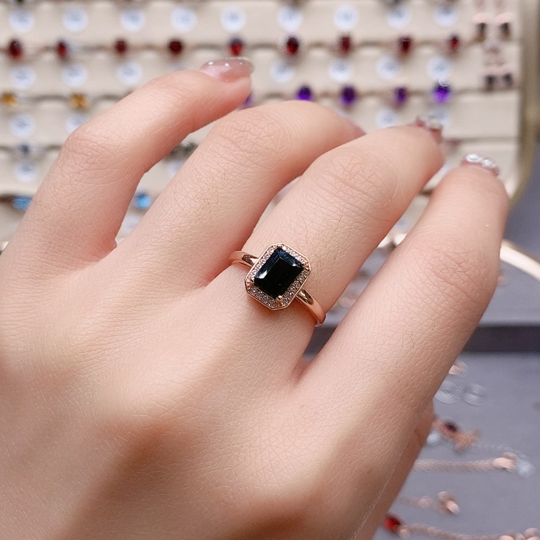 碧玺戒指银S925镶嵌戒指