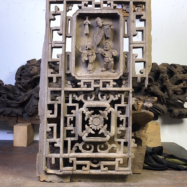 石***友香榧木老木雕花板民俗品