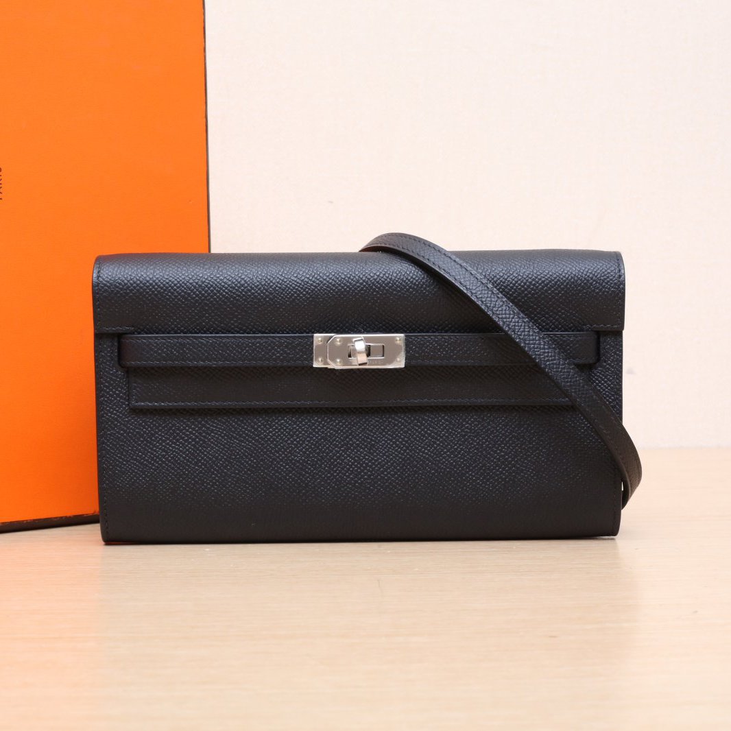 未使用 Hermes/爱马仕 小花柳 Kelly Long To Go  Ep皮 K 银扣 