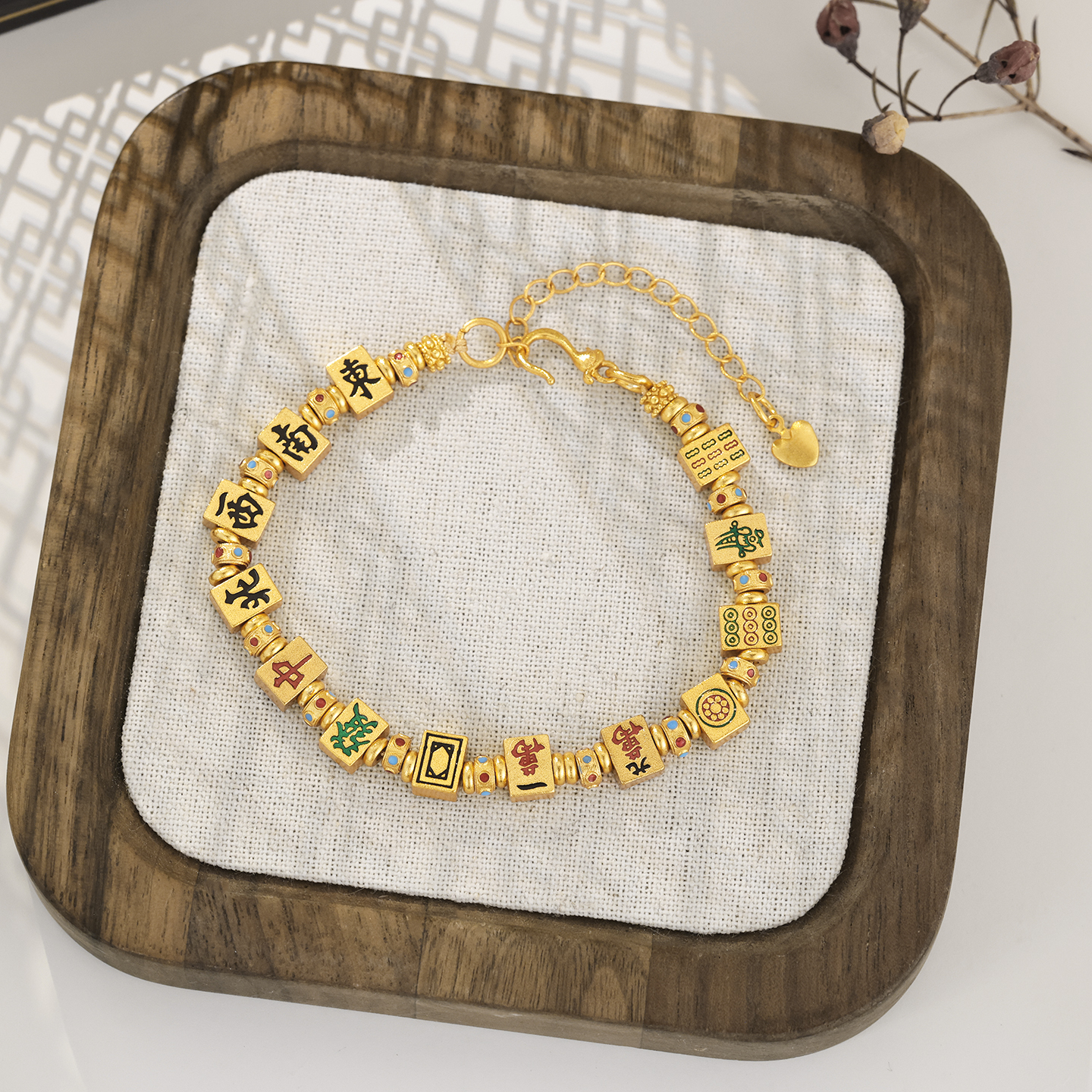 铜合金手链 「清一色」麻将手链 气质时尚精美古法中式国风民族高档
