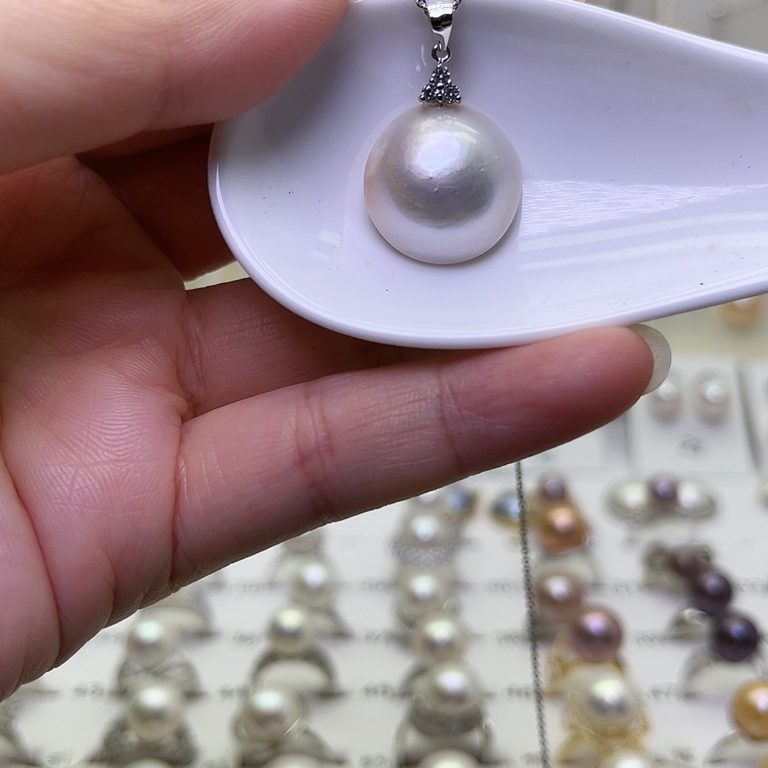 淡水珍珠银S925镶嵌颈饰
