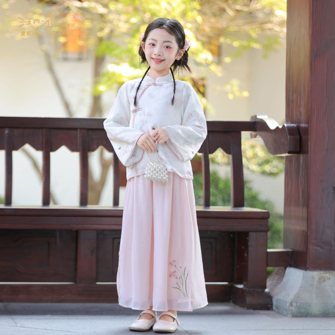 汪小荷2025春秋季两件长袖套装新款汉女童汉服古风F53028