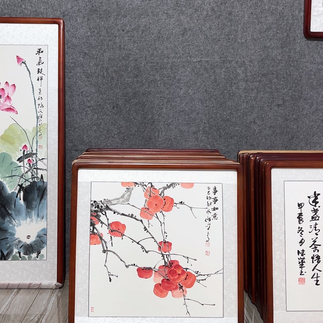 国画书画作品带框63×63