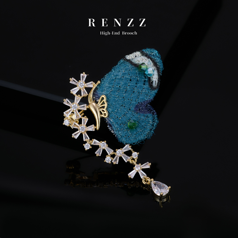 3383 蓝色蝴蝶胸针（黄底）胸针