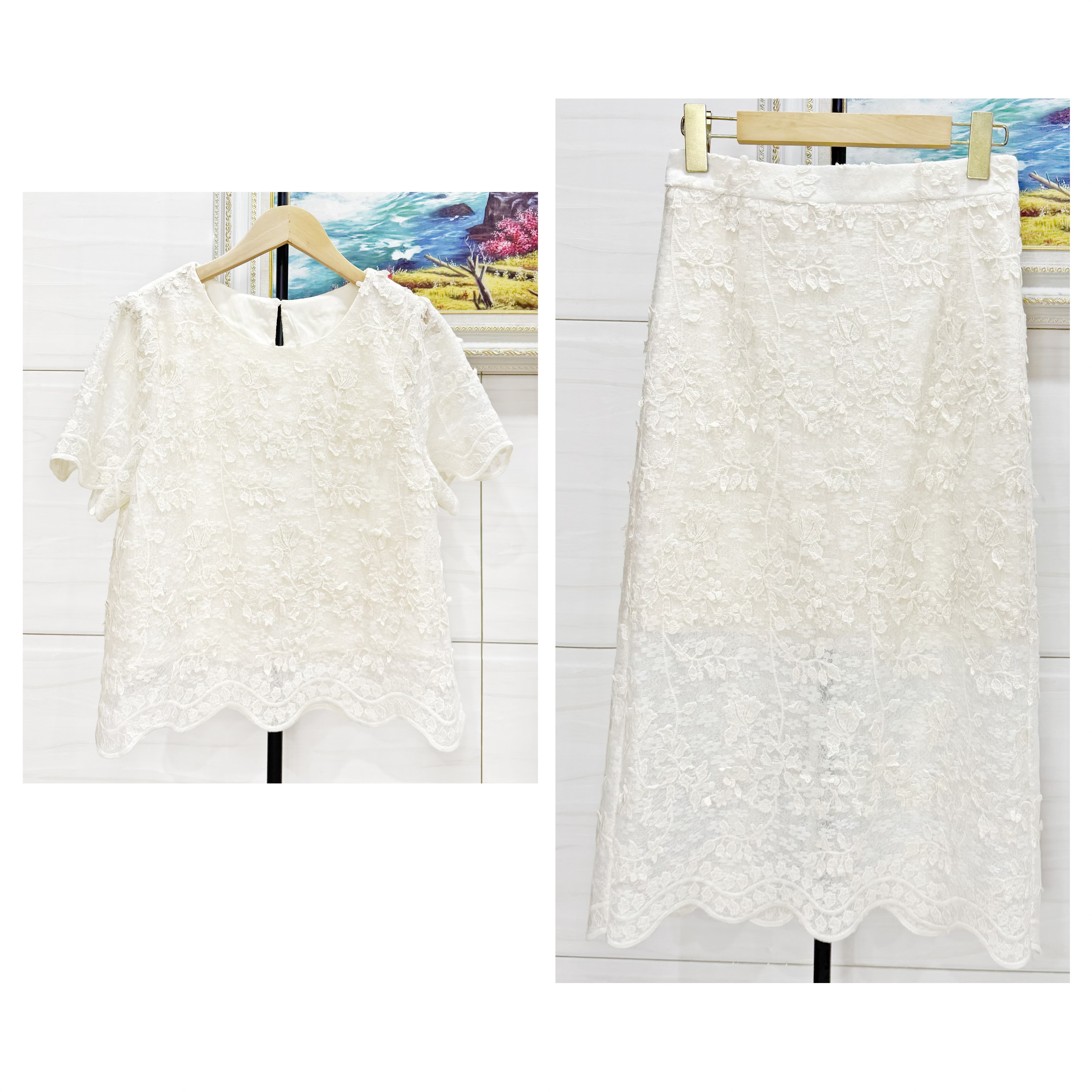 【贵气套装】法式时尚百搭夏季蕾丝气质设计师款女装套装