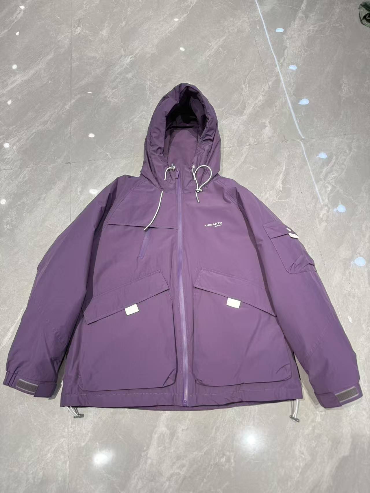 时尚冬季男士90白鸭绒纯色设计感宽松简约百搭休闲连帽羽绒外套