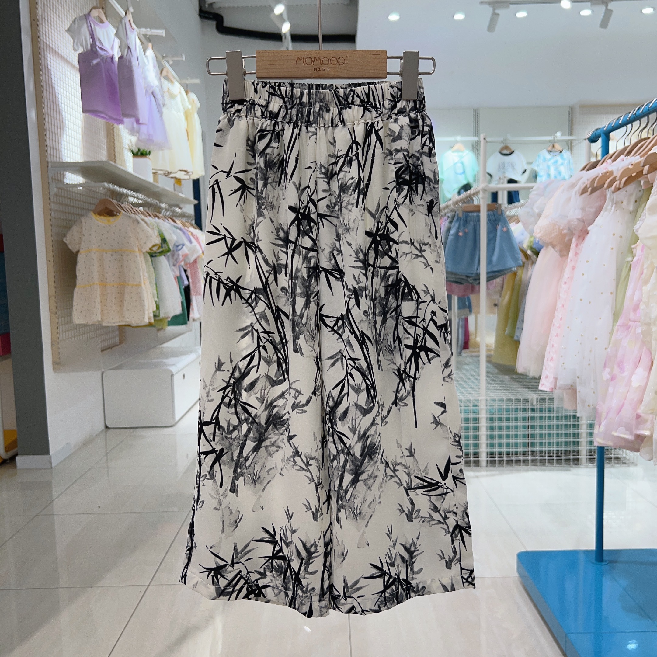 MOMOCO夏季新款简约国风竹子休闲裤潮流休闲防蚊裤77230364015