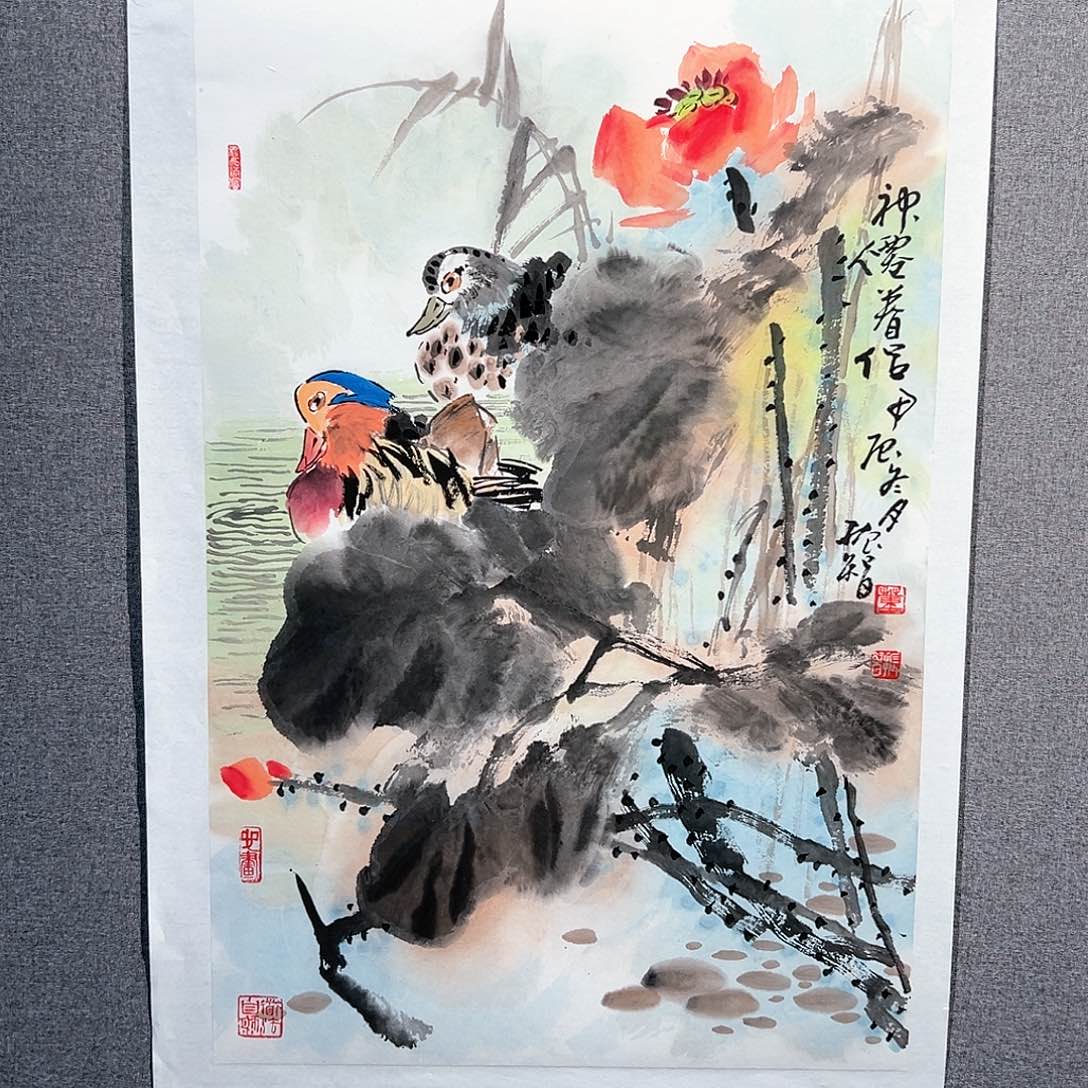 国画红袍画院手绘作品